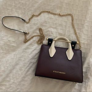 Strathberry Nano Tote Burgundy/Navy/Vanilla